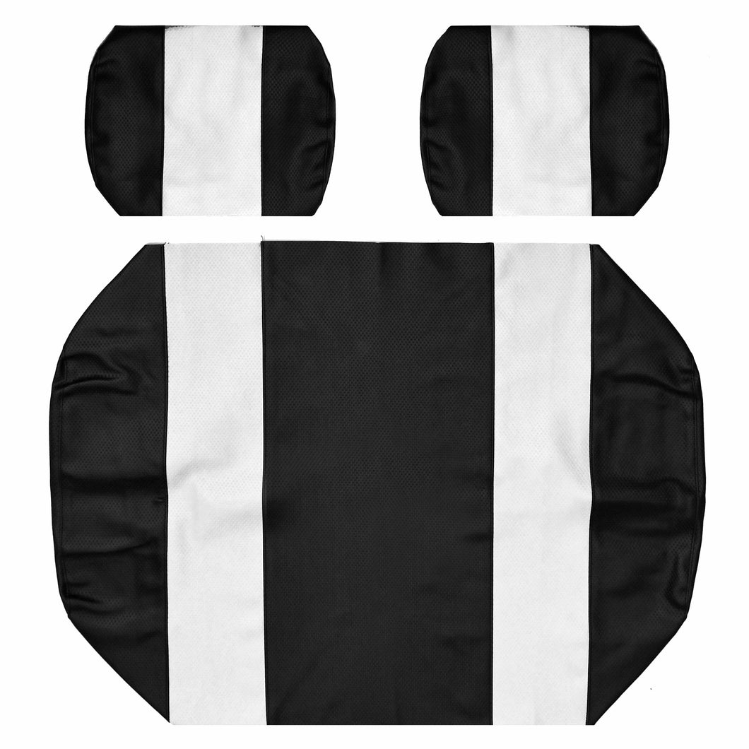 Seat Cover Replacement For Club Car DS Pre-2000 Golf Cart - Front Bench Seat - Premium Marine Vinyl - 5 Panel Stitching - Staple On Installation - Two-Tone Golf Cart Seat Covers 