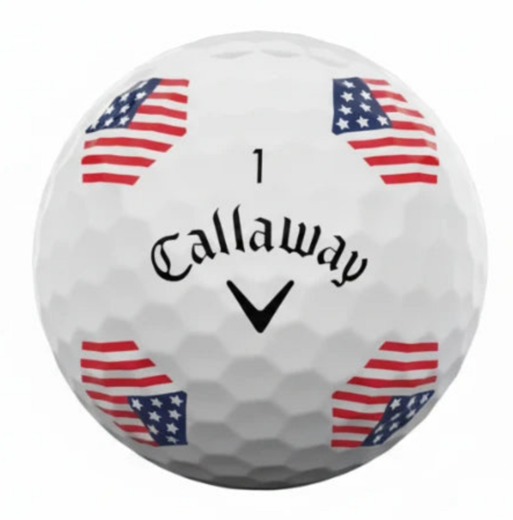 CALLAWAY CHROME SOFT X LS TRUTRACK USA WHITE GOLF BALL 