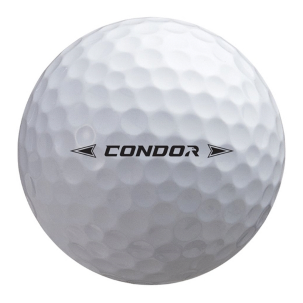 White golf ball with Condor logo on a white background