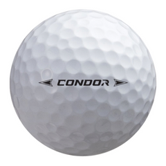 White golf ball with Condor logo on a white background