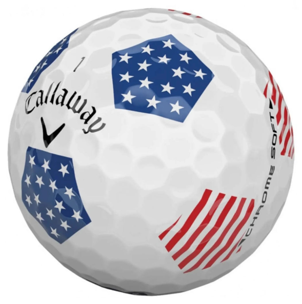 CALLAWAY CHROME SOFT TRUVIS STARS AND STRIPES GOLF BALL 