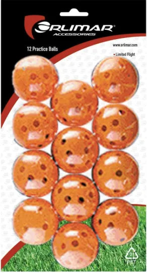 12 ORLIMAR PRACTICE PLASTIC ORANGE PRACTICE BALLS 