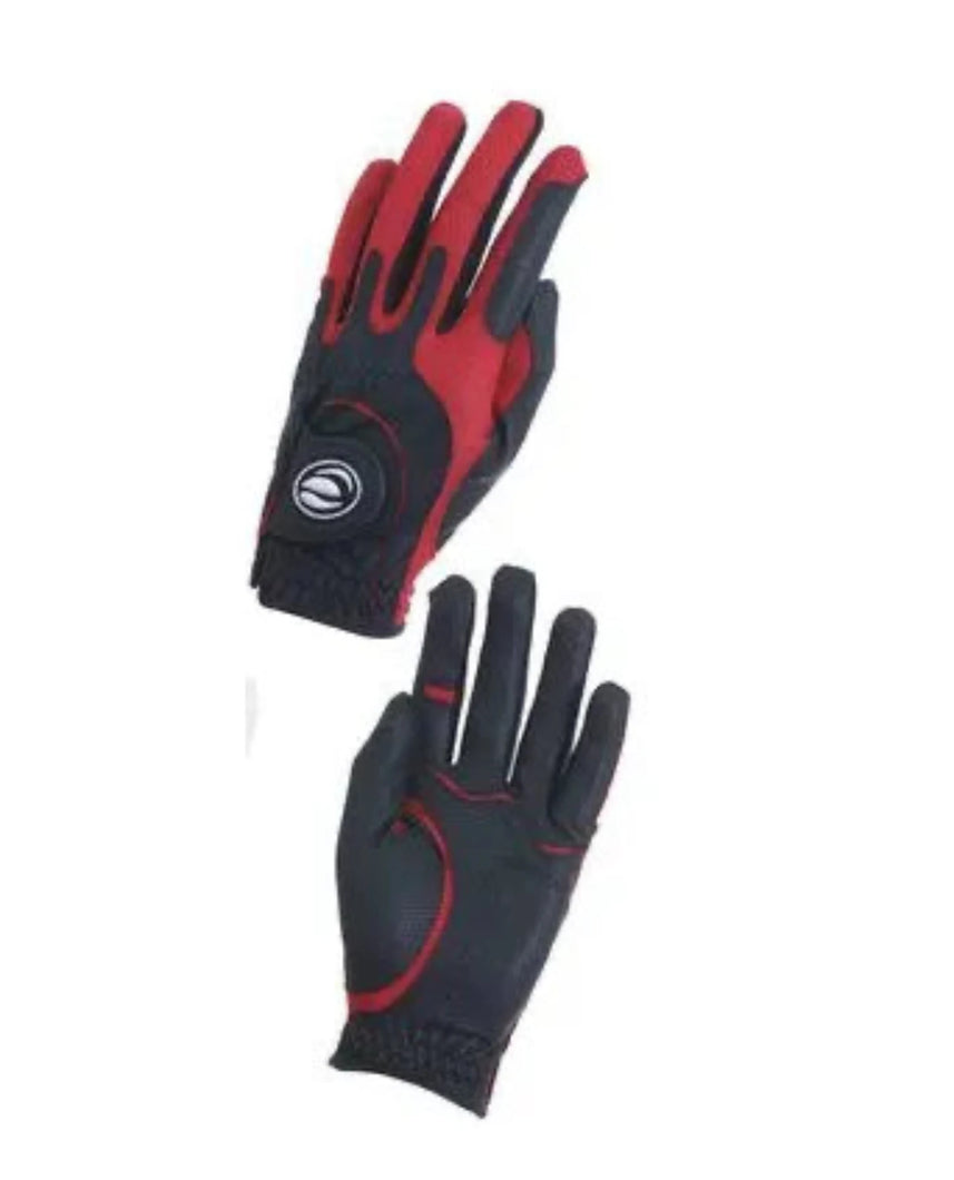 RED AND BLACK UNIVERSAL GLOVE FOR LEFT HANDED GOLFERS 