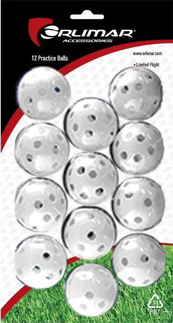 ORLIMAR PLASTIC WHITE WITH HOLES PRACTICE BALLS 