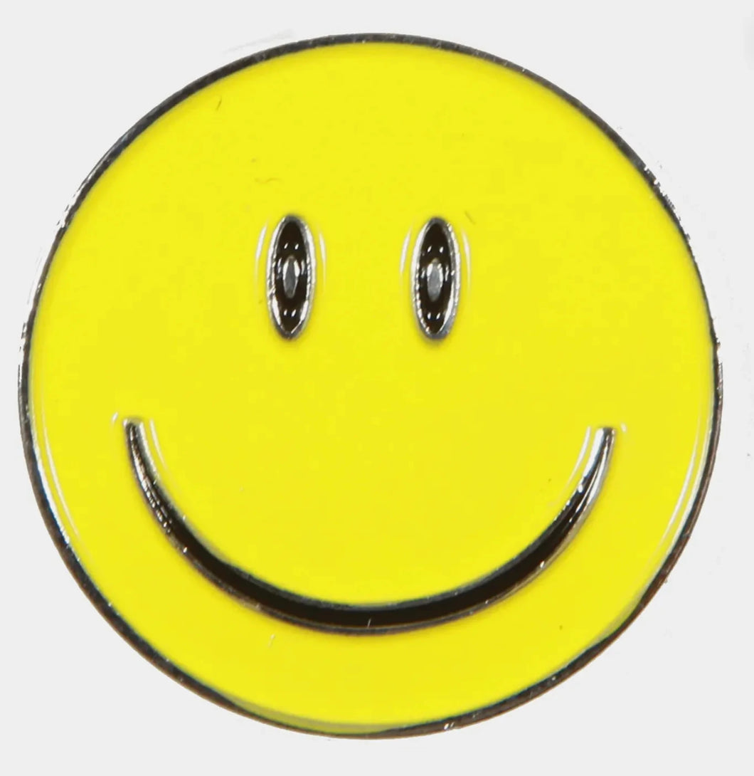 YELLOW AND BLACK SMILEY FACE GOLF BALL MARKER