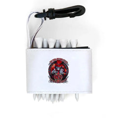 Golf tee holder with 'SKELETON FIRE FIGHTER' text on a white background
