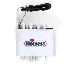 Golf tee holder with 'HOTNESS' text on a white background