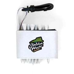 Golf tee holder with 'JABBA HUTT' text on a white background