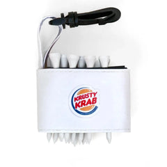 Golf tee holder with 'KRUSTY KRAB' text on a white background