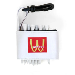 Golf tee holder with 'WENDY'S' text on a white background