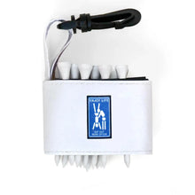 Golf tee holder with 'ENJOY LIFE EAT OUT MORE OFTEN' text on a white background