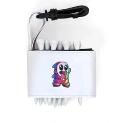 Golf tee holder with 'MINI ACID MAN' text on a white background