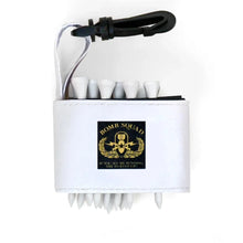 Golf tee holder with 'BOMB SQUAD' text on a white background