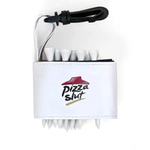 Golf tee holder with 'PIZZA SLUT' text on a white background
