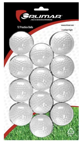 12 ORLIMAR PRACTICE PLASTIC WHITE PRACTICE BALLS 